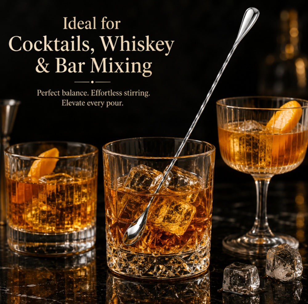 12-Inch Stainless Steel Bar Spoon for Cocktail Mixing | TIKA