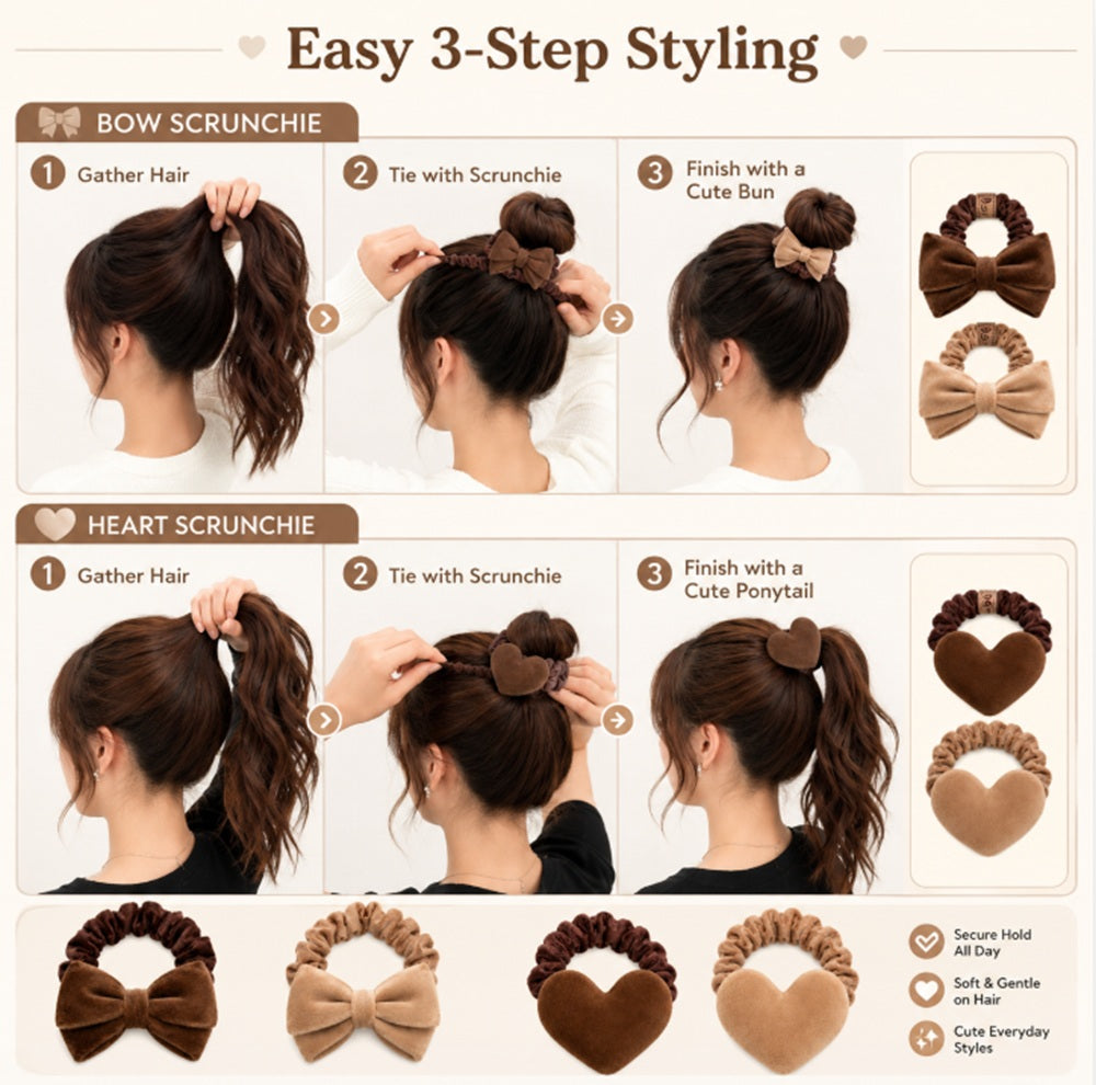 4-Pack Girls' Bow Hair Ties & Ponytail Holders | TIKA