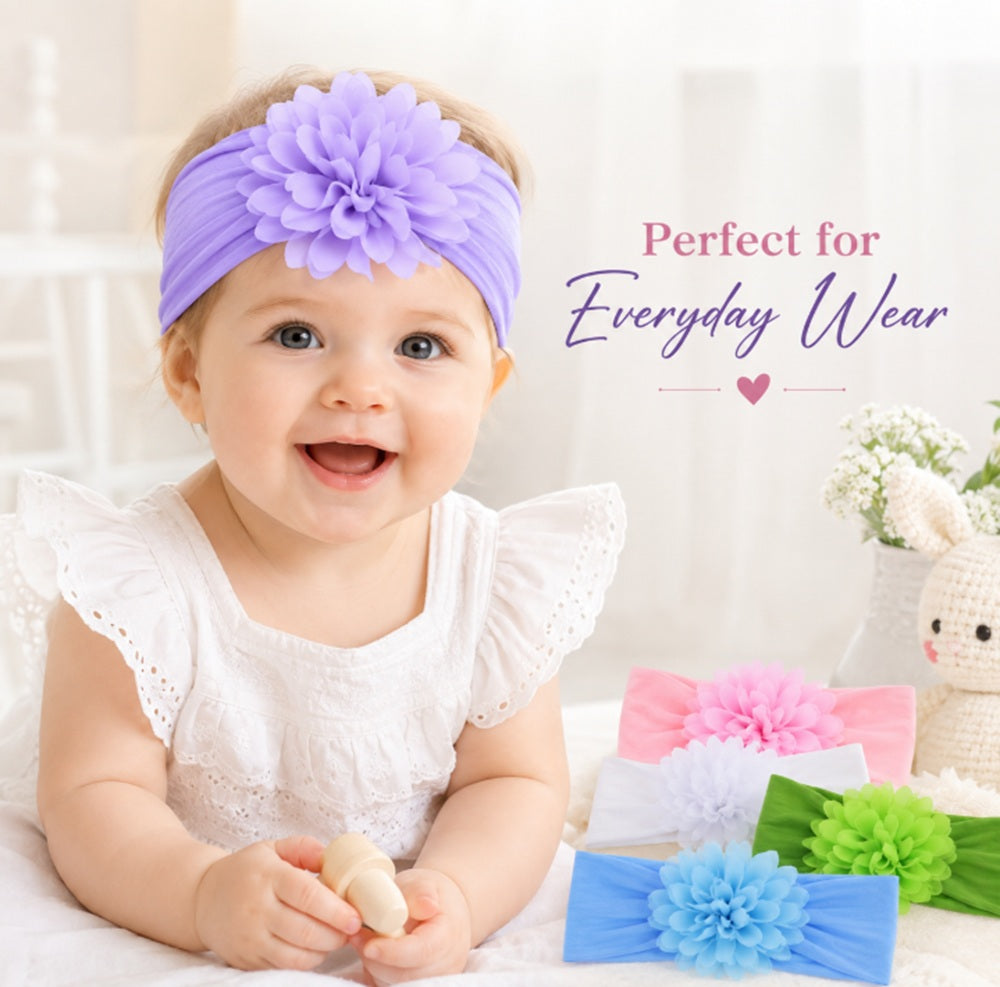 5-Pack Baby Girl Turban Bow Headbands | TIKA