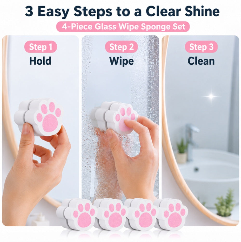 4-Pack Cat Paw Glass & Mirror Cleaning Sponges | TIKA