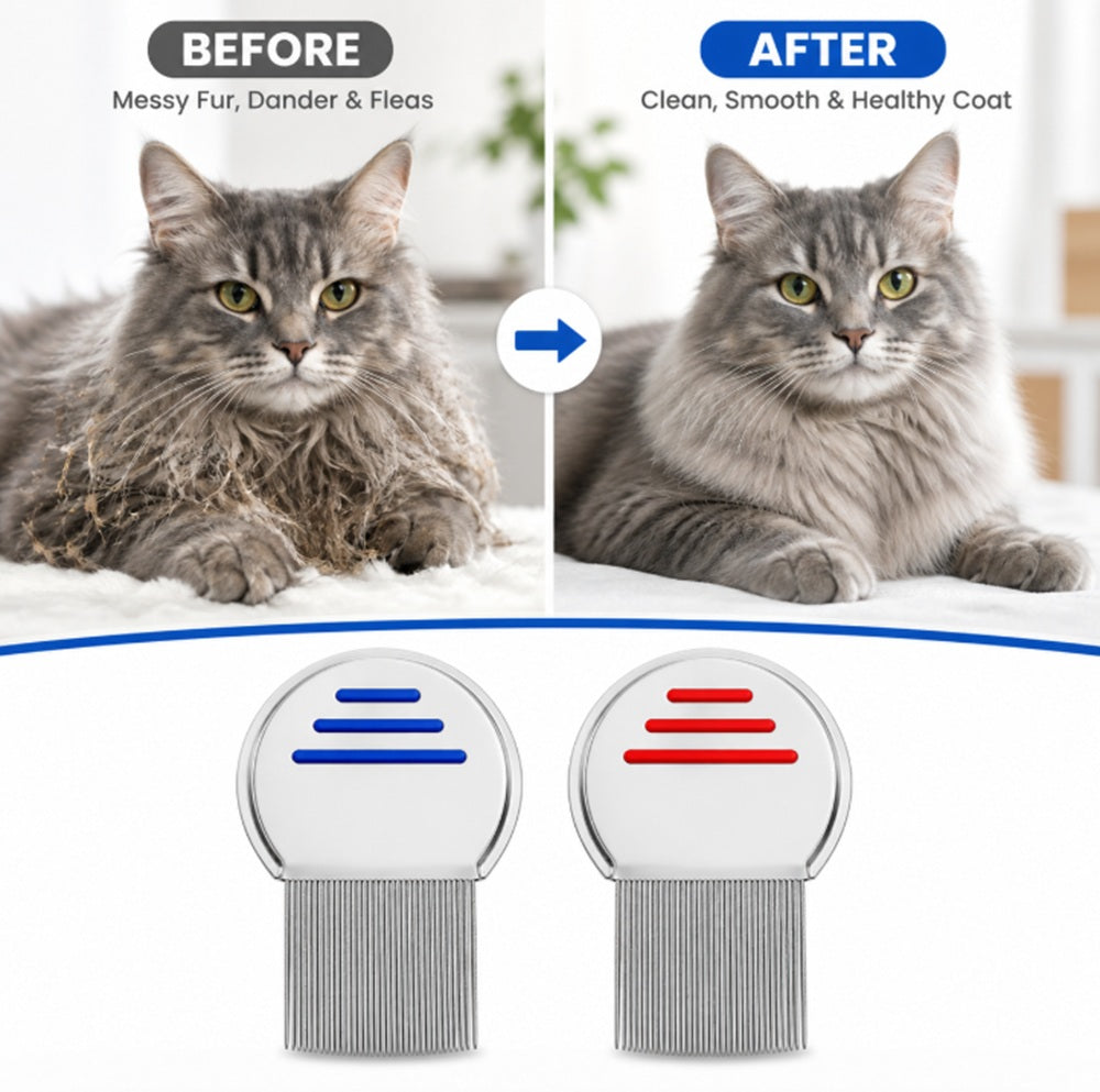 2-Pack Fine-Tooth Flea Combs for Cats & Dogs | TIKA