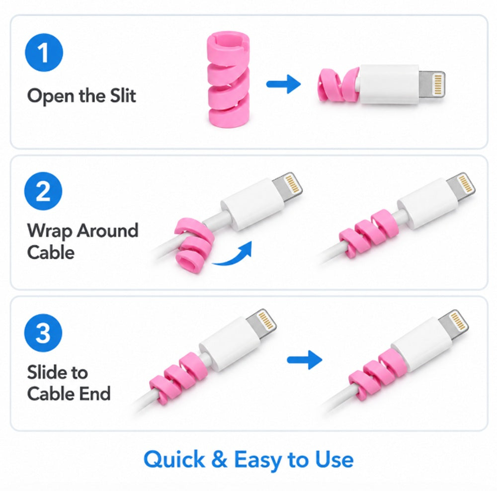 24-Pack Silicone Spiral Charging Cable Protectors | TIKA