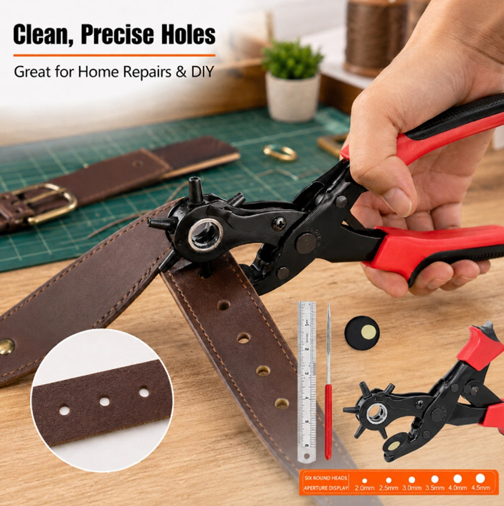 10-Inch Rotary Leather Hole Punch Pliers, 6 Sizes | TIKA