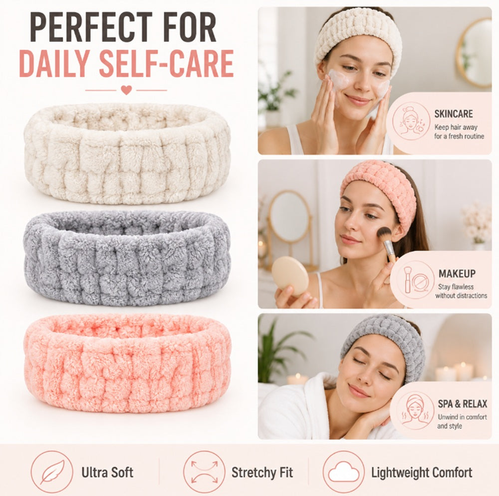 3-Pack Microfiber Spa Headbands for Women | TIKA