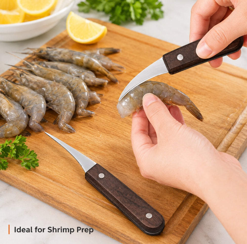 2-Piece Stainless Steel Shrimp Peeler & Deveiner Tool Set | TIKA