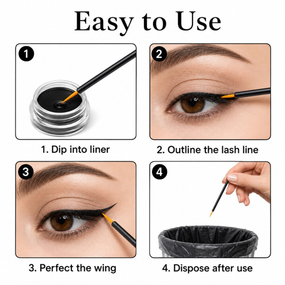100-Pack Disposable Fine-Tip Eyeliner Brushes | TIKA