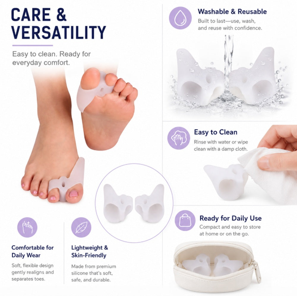 1-Pair Reusable Silicone Gel Toe Separators | TIKA