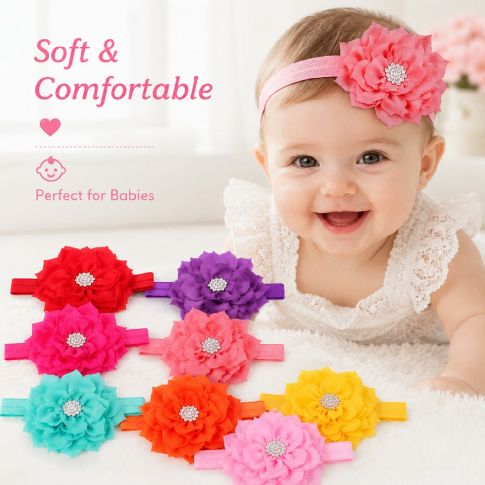 8-Piece Baby Girl Bow Headband Set | TIKA