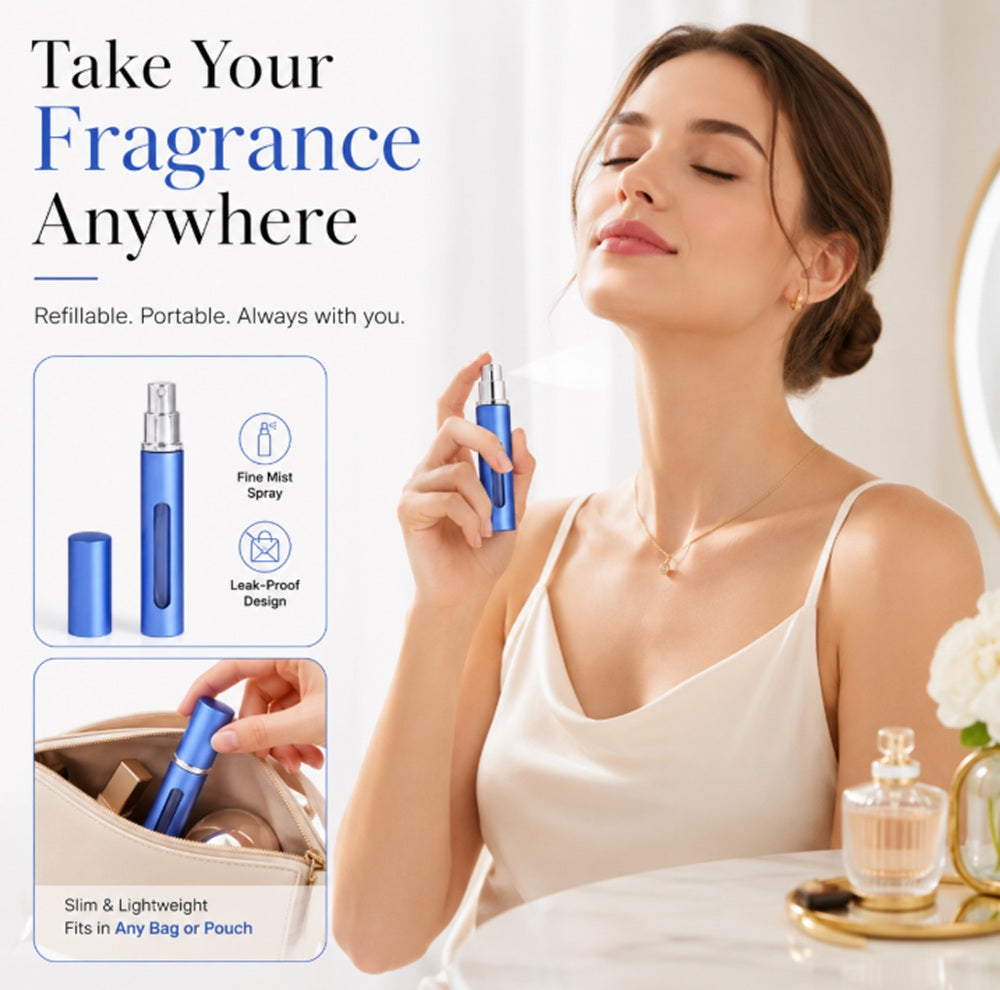 7-Piece 10 mL Refillable Travel Perfume Atomizer Set | TIKA