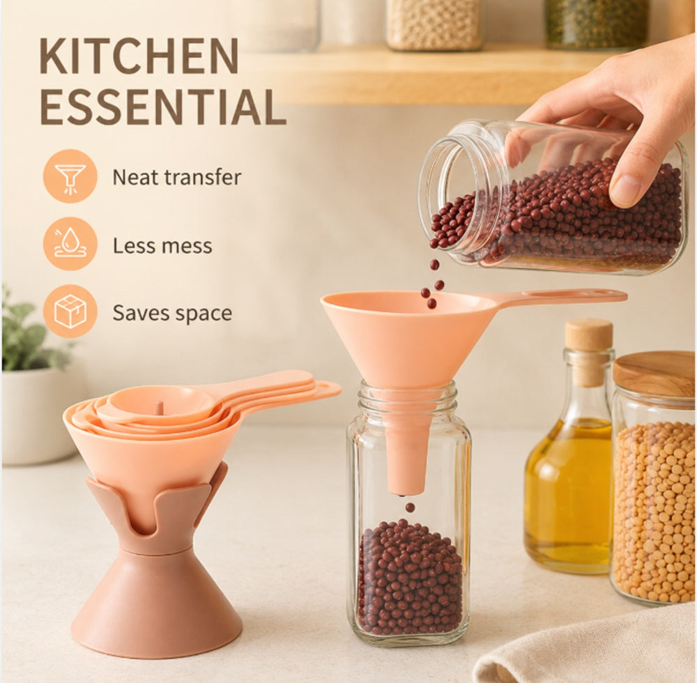 6-in-1 Reusable Kitchen Funnel & Filter Set for Bottles and Jars | TIKA