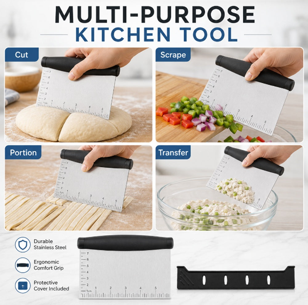 Stainless Steel Bench Scraper & Dough Cutter with Scale – TIKA