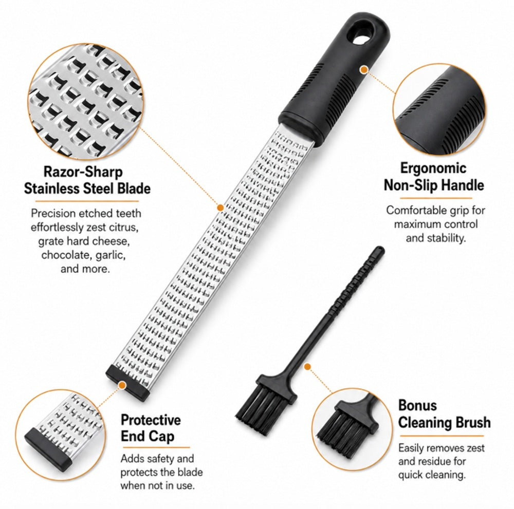 Stainless Steel Cheese & Citrus Zester Fine Grater | TIKA