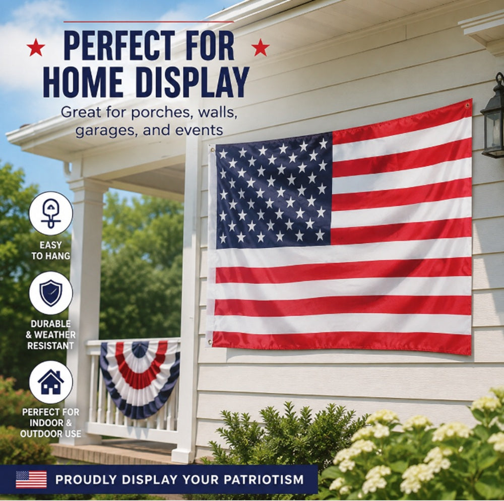 3×5 ft Outdoor American Flag with Brass Grommets | TIKA
