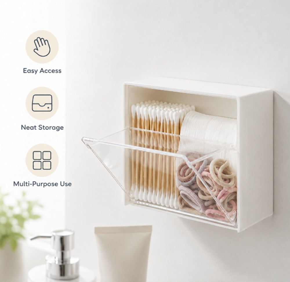 Wall-Mounted Cotton Swab Holder with Clamshell Lid | TIKA