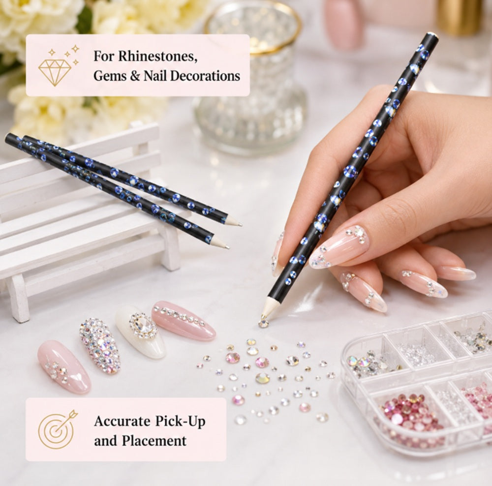 2-Pack Wax Rhinestone Picker Pens for Nail Art | TIKA