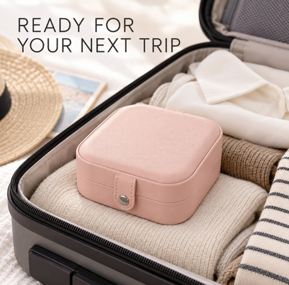 Compact Leather Travel Jewelry Organizer Box | TIKA