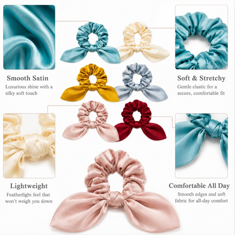 6-Piece Satin Scrunchie Hair Tie Set | TIKA