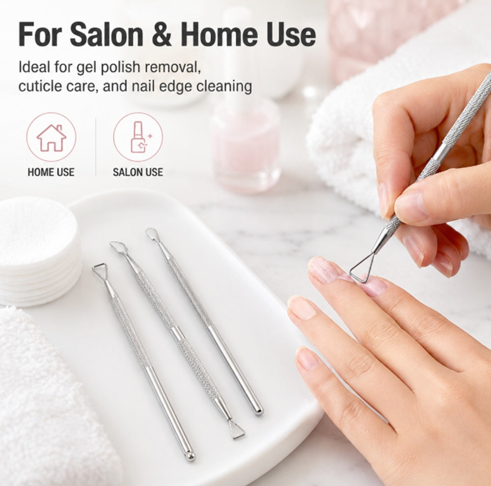 3-Piece Stainless Steel Cuticle Pusher Set | TIKA