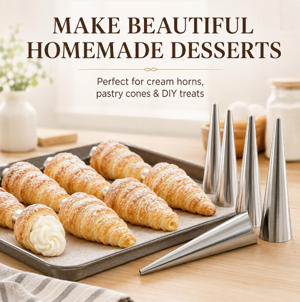 12-Piece Stainless Steel Cream Horn and Cannoli Mold Set | TIKA