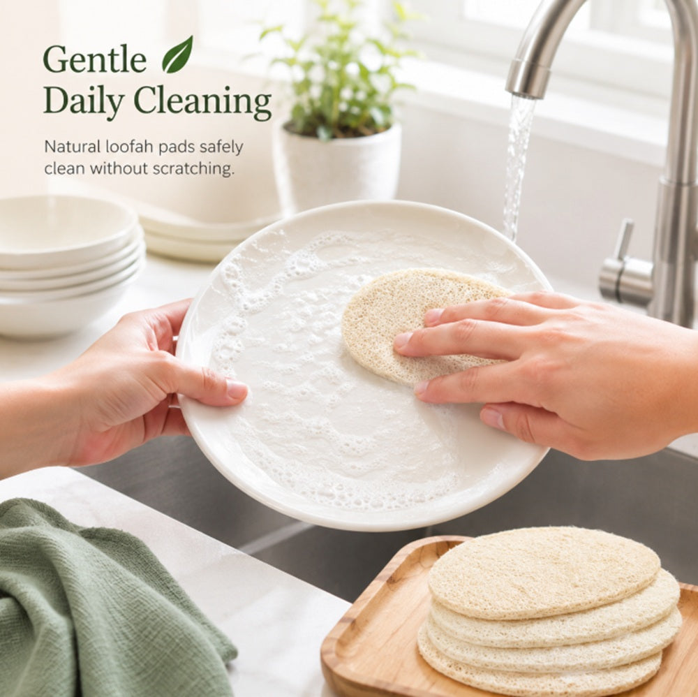 4-Pack Natural Loofah Dishwashing Sponges | TIKA