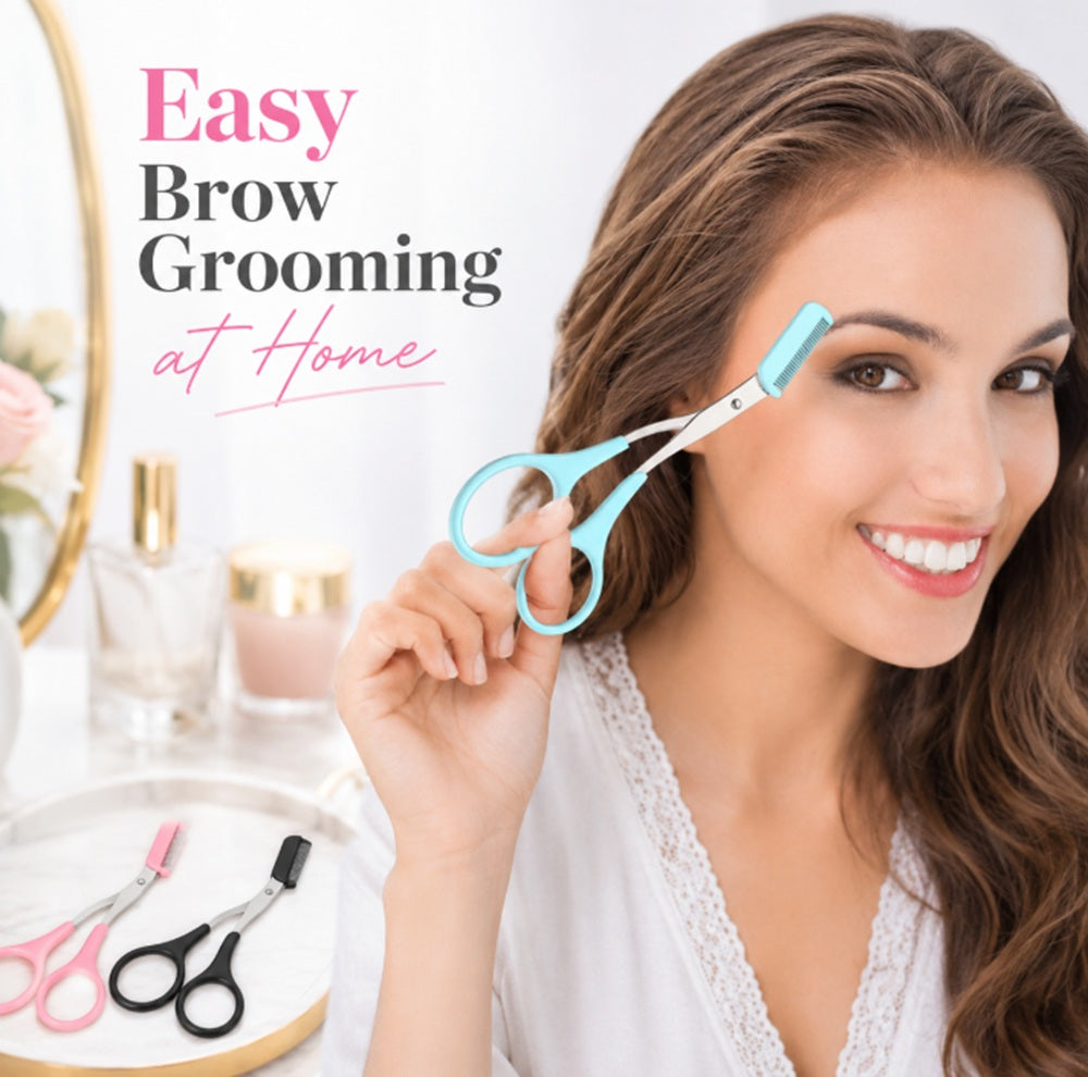 3-Piece Eyebrow Trimming Scissors Kit with Comb | TIKA