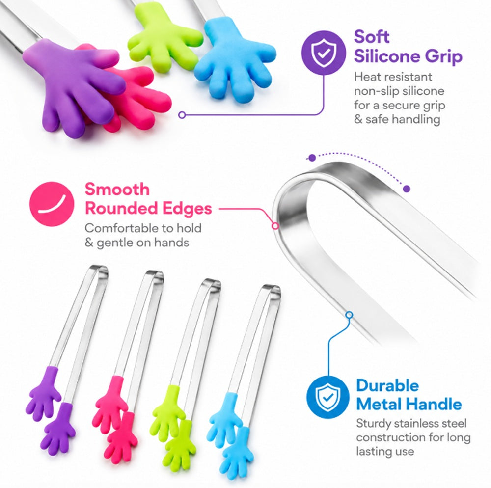 4-Pack 5-Inch Silicone Mini Serving Tongs | TIKA