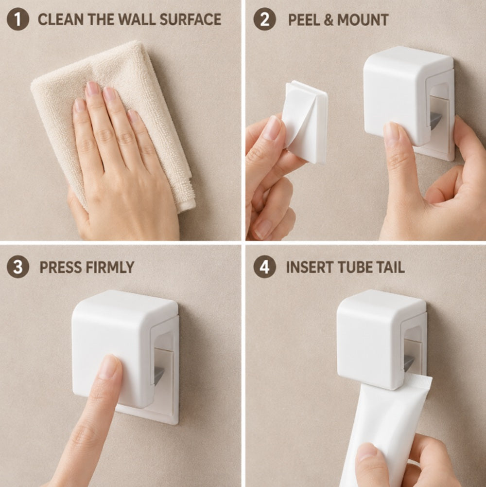 4-Pack Wall-Mount Toothpaste Tube Squeezer Clips | TIKA