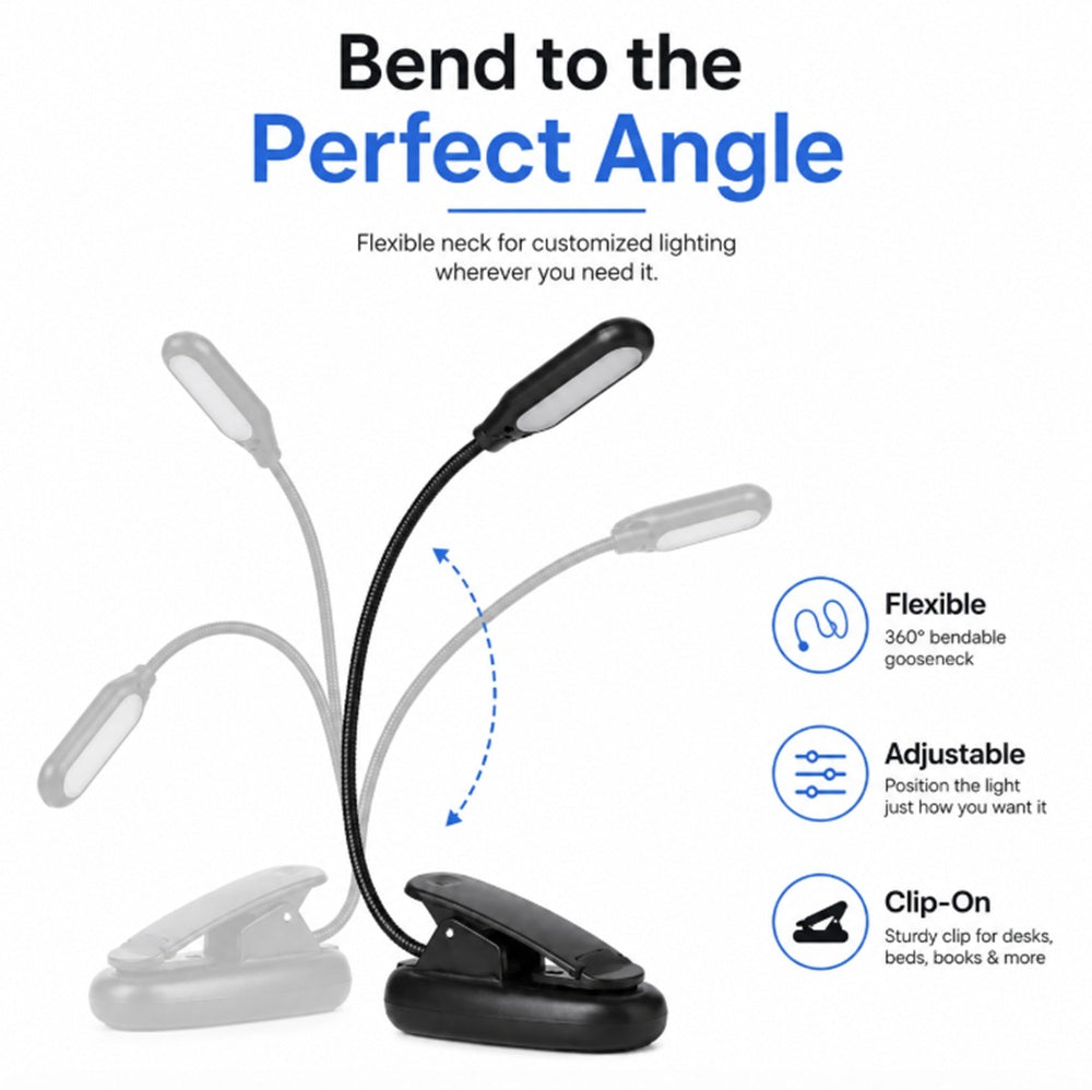 USB Rechargeable LED Clip-On Book Light | TIKA