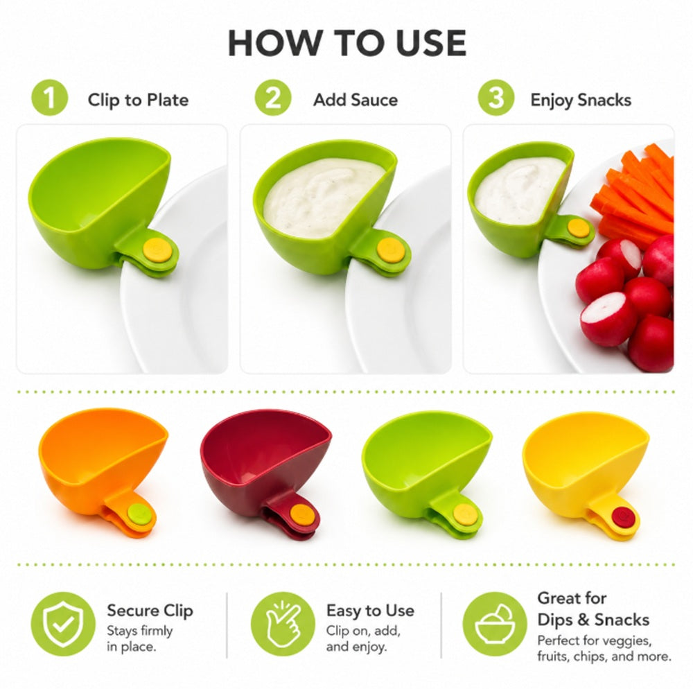 4-Pack Clip-On Dip Bowls for Plates | TIKA