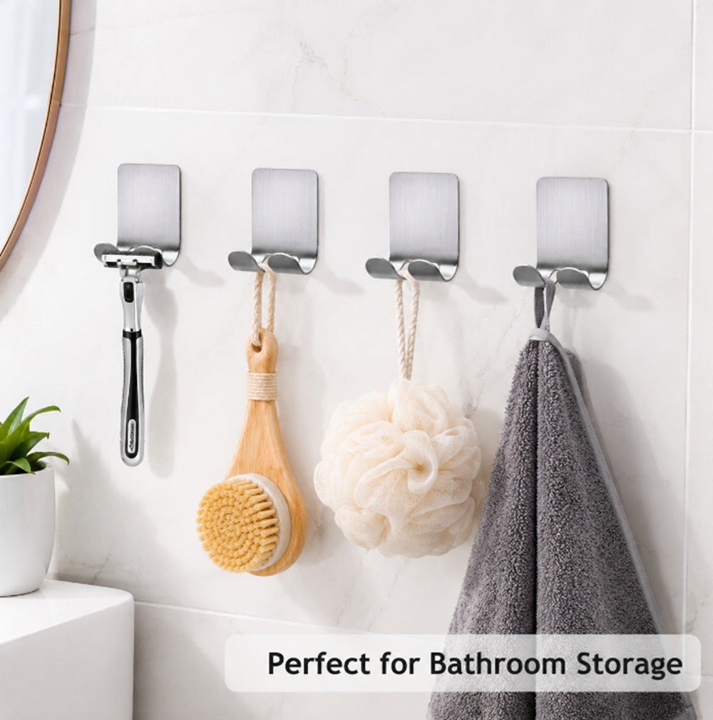 4-Pack Adhesive Stainless Steel Razor Holder Hooks | TIKA