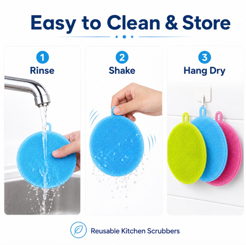 3-Piece Silicone Dishwashing Brush Set | TIKA