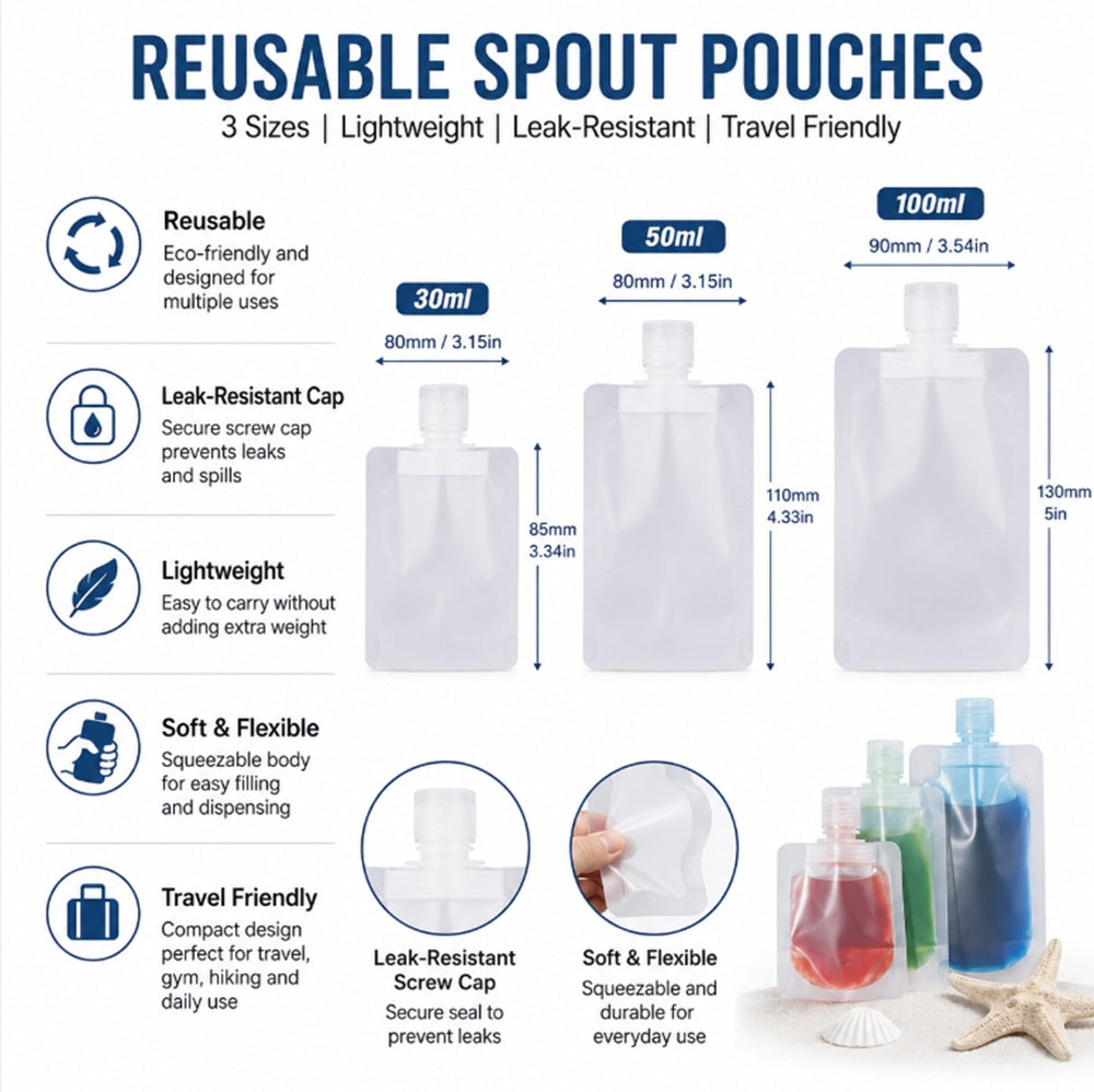 12-Pack Clear Clamshell Travel Makeup Pouches | TIKA