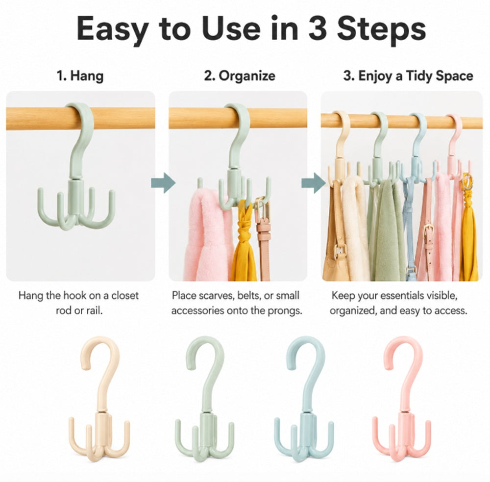 4-Pack Rotating Tie & Belt Accessory Hangers | TIKA