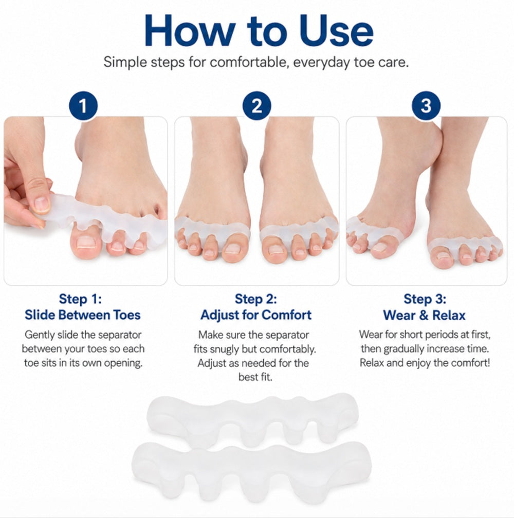 1-Pair Reusable Silicone Gel Big Toe Separators | TIKA