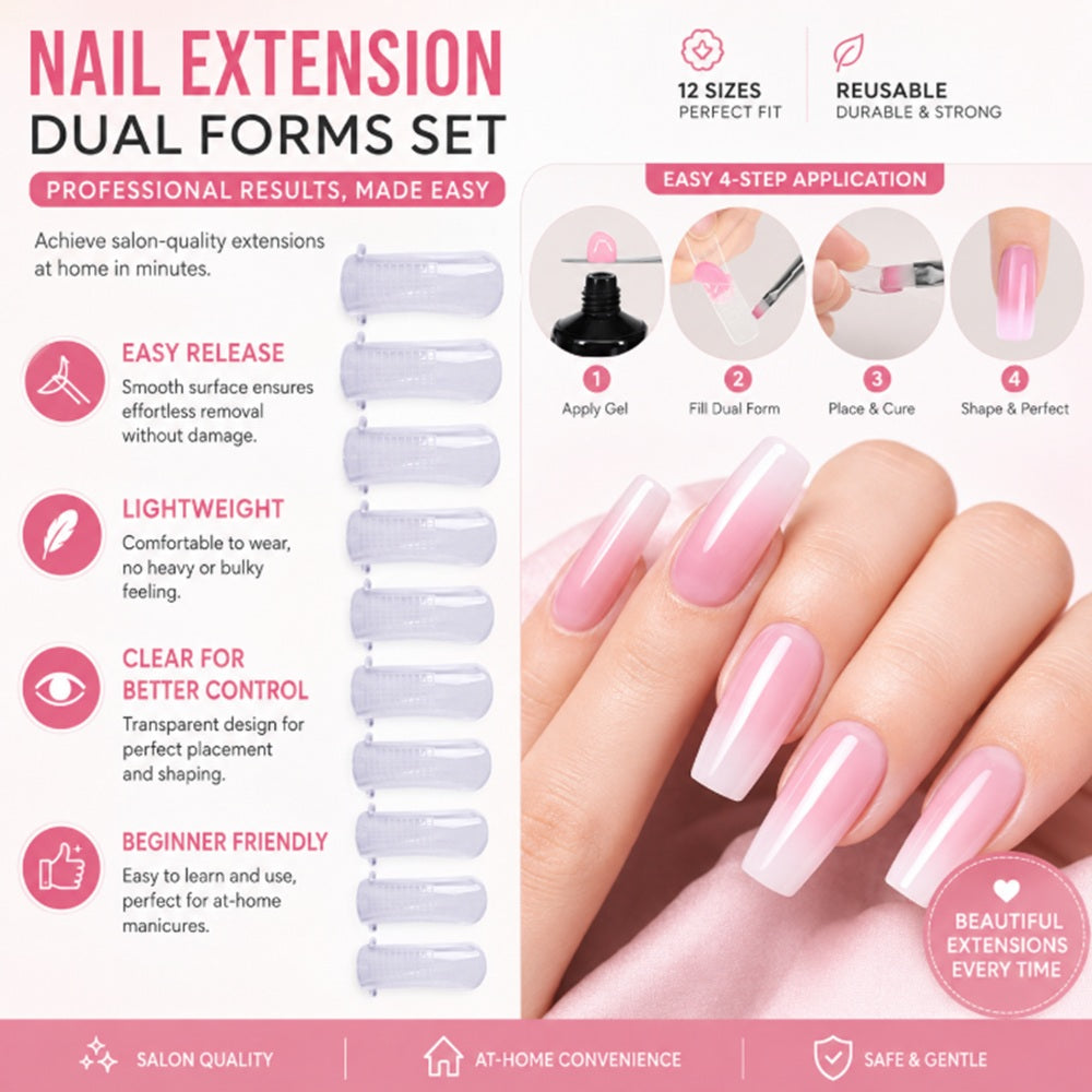 100-Pack Clear Dual Form Nail Molds | TIKA