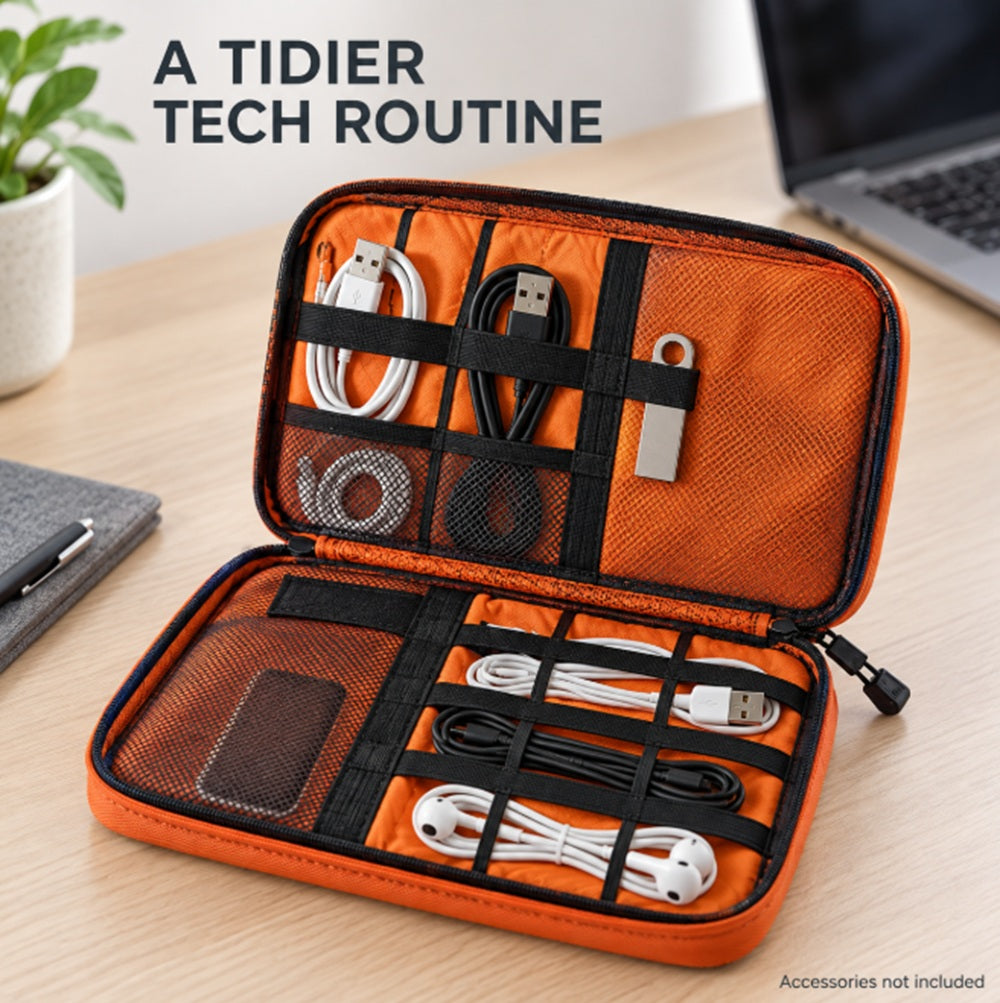 Double-Layer Electronics Organizer for Cables & Chargers | TIKA