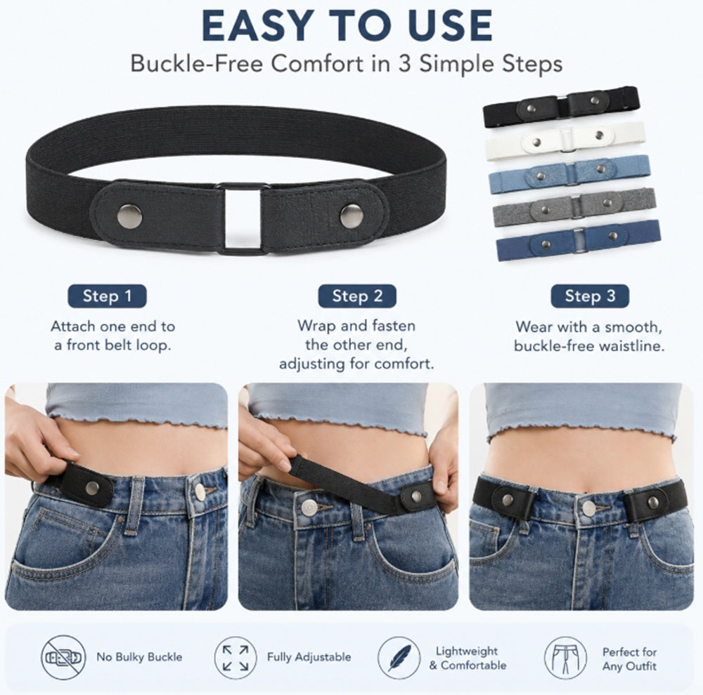 5-Pack Buckle-Free Elastic Waist Belts | TIKA