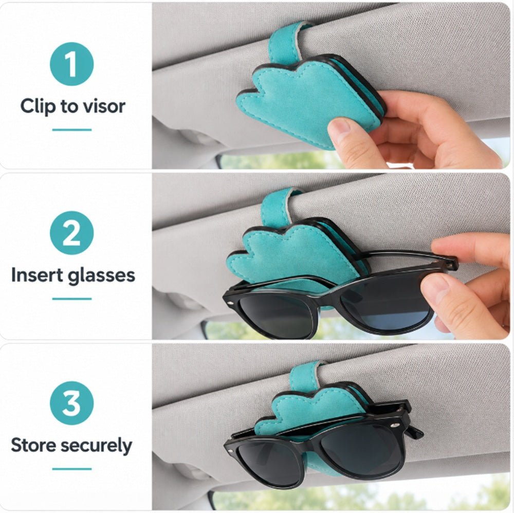 PU Leather Car Visor Sunglasses Holder with Card Slot | TIKA