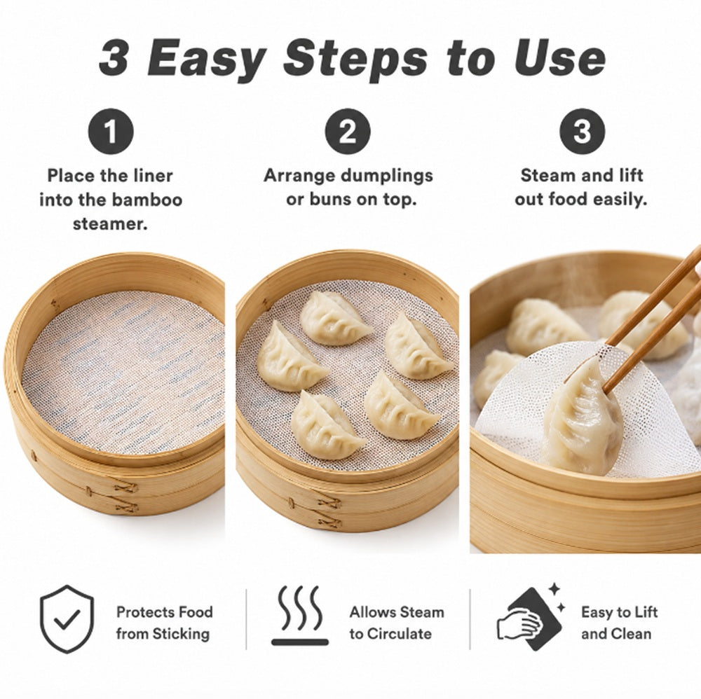 4-Pack Round Silicone Mesh Steamer Liners | TIKA