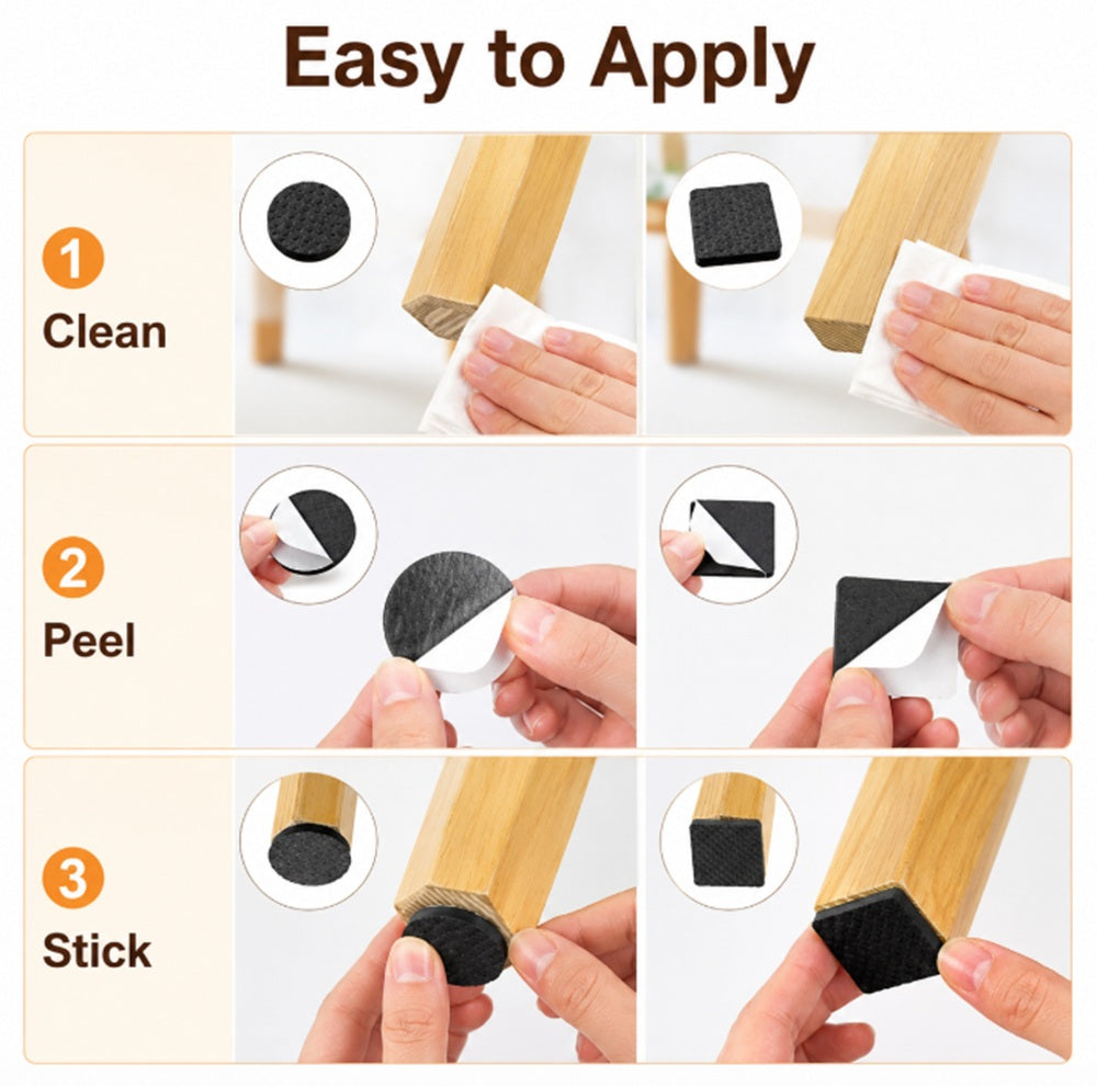 100-Pack Self-Adhesive Rubber Furniture Feet Pads | TIKA