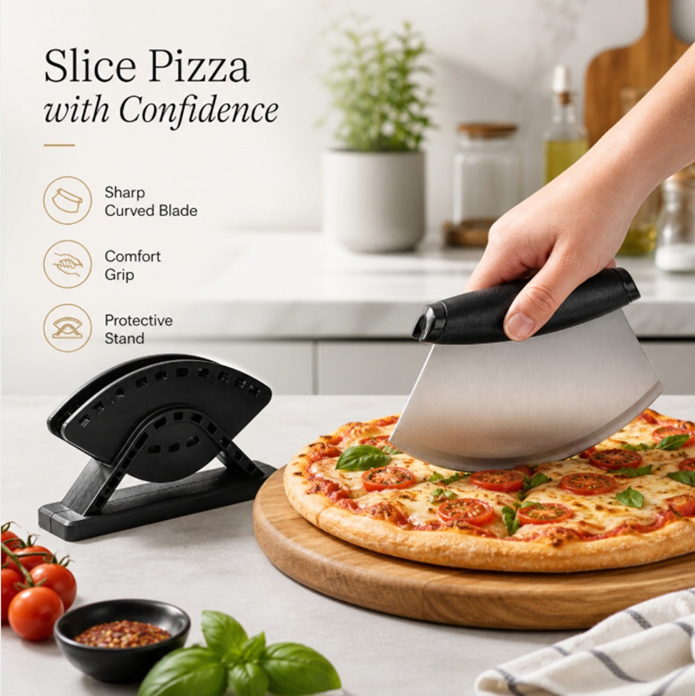 Heavy-Duty Stainless Steel Pizza Cutter Wheel with Protective Cover | TIKA