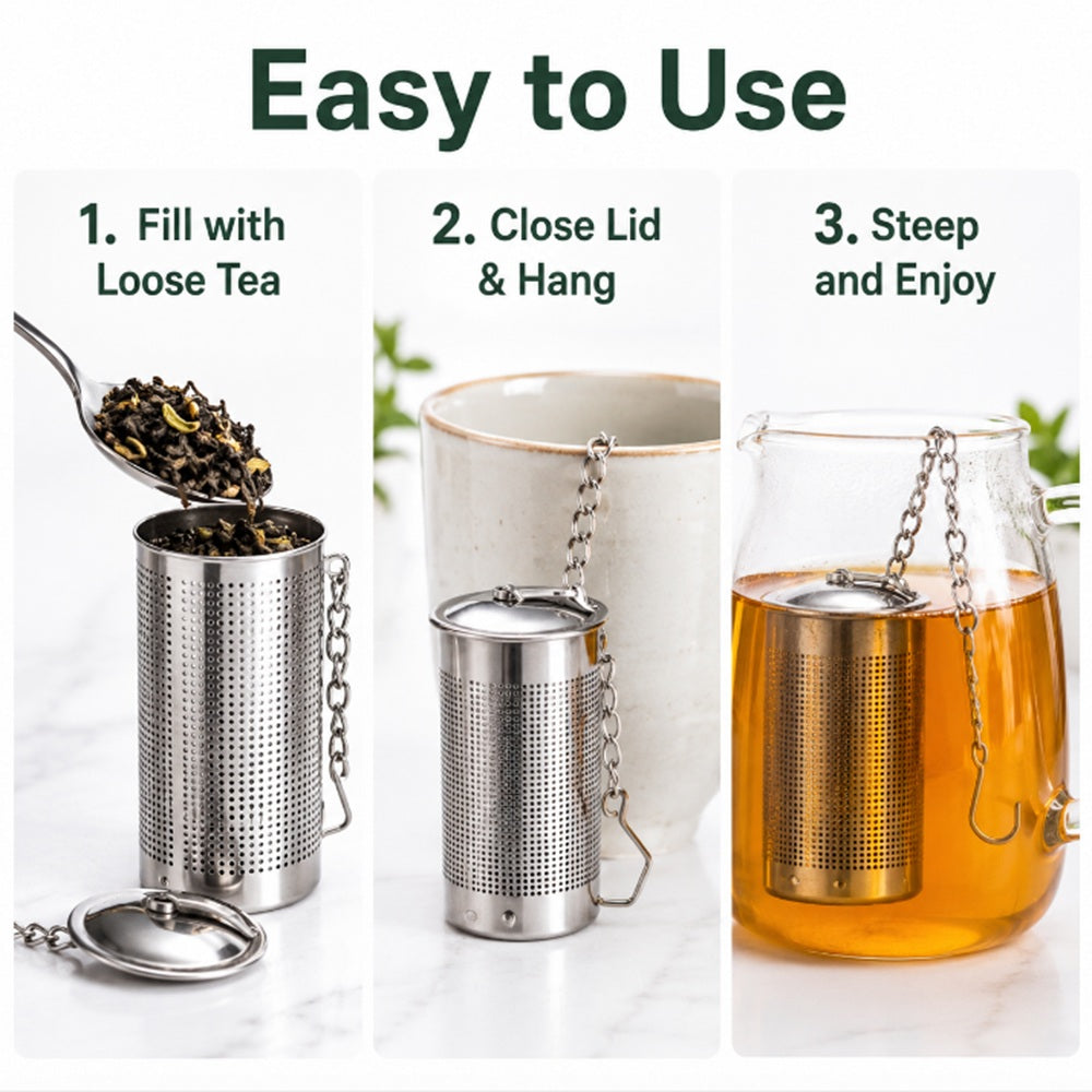 2-Pack Stainless Steel Fine-Mesh Tea Infuser Balls with Chain Hooks | TIKA