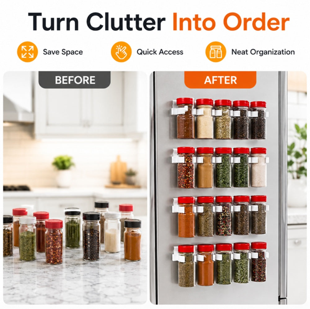 20-Clip Cabinet Door Spice Rack Organizer | TIKA