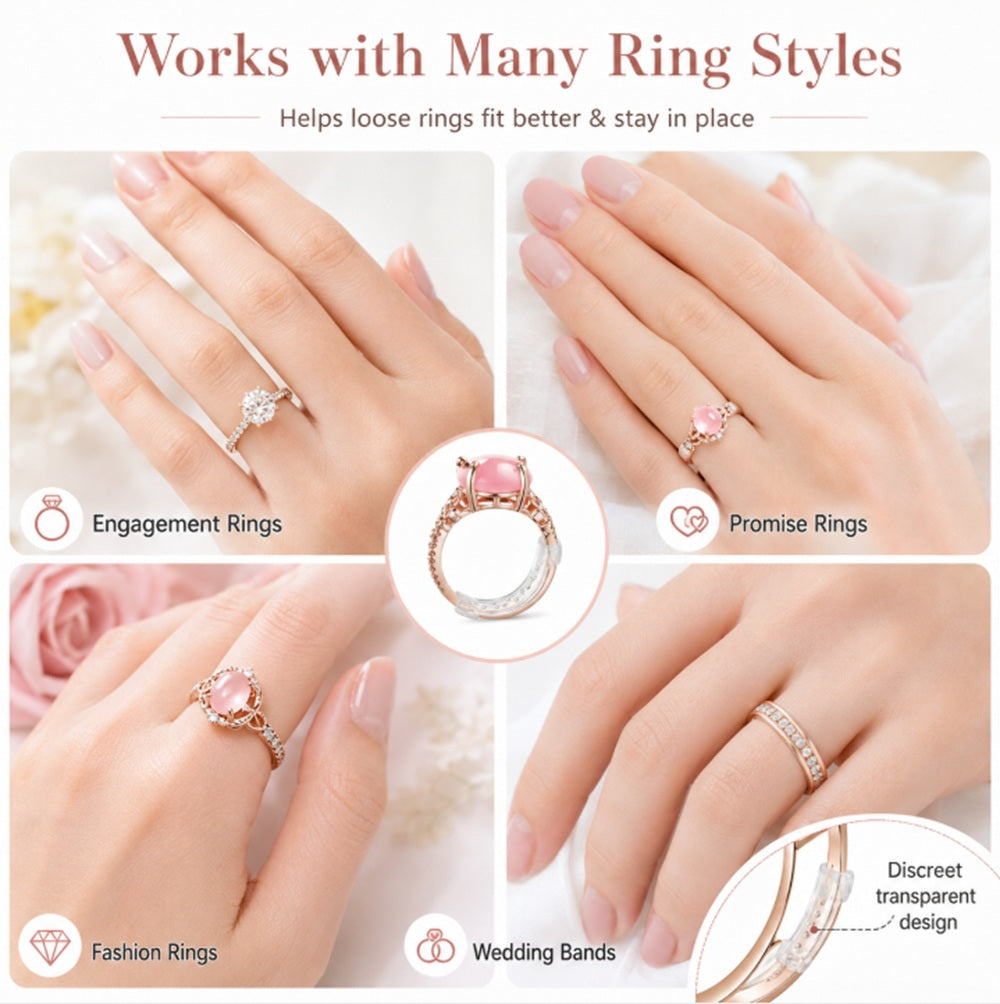 12-Pack Clear Silicone Ring Size Adjusters | TIKA