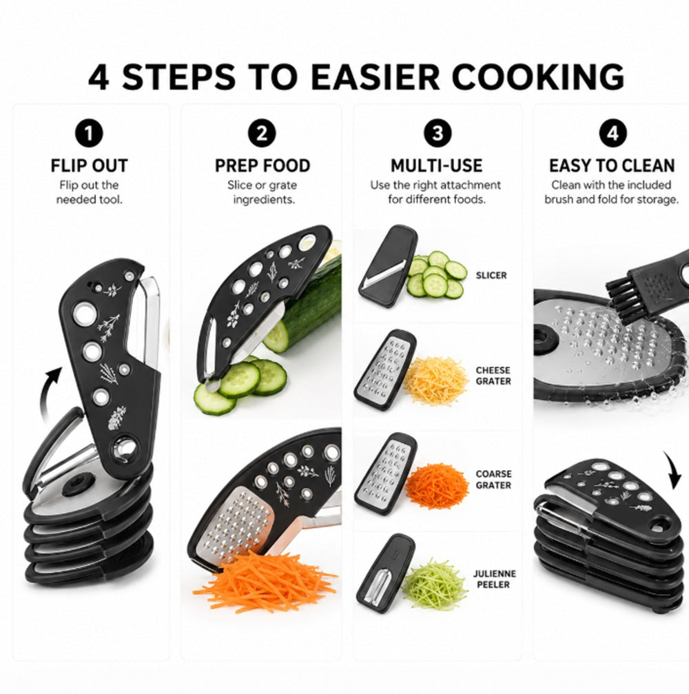 6-Piece Kitchen Gadget Set with Peeler, Grater & Bottle Opener | TIKA