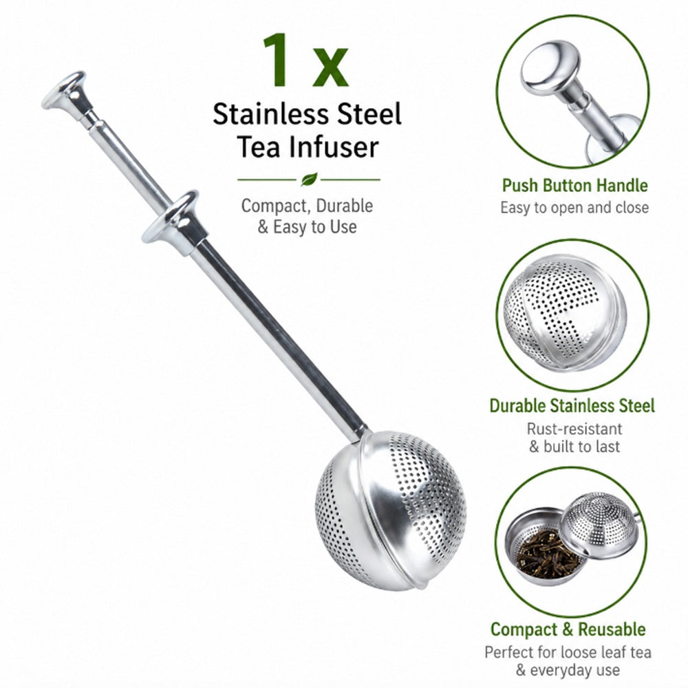 Long-Handle Stainless Steel Tea Ball Infuser for Loose-Leaf Tea | TIKA