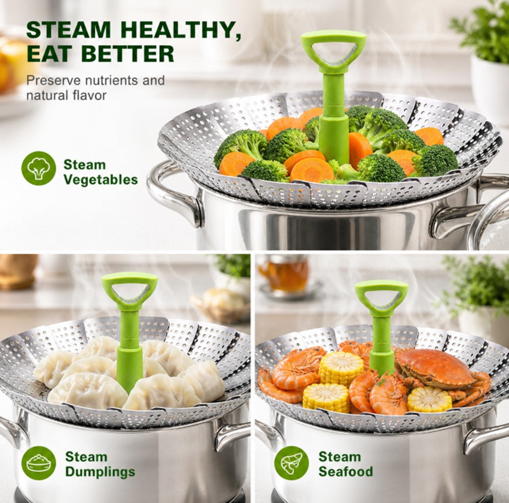 5.5–9 in Folding Stainless Steel Steamer Basket | TIKA