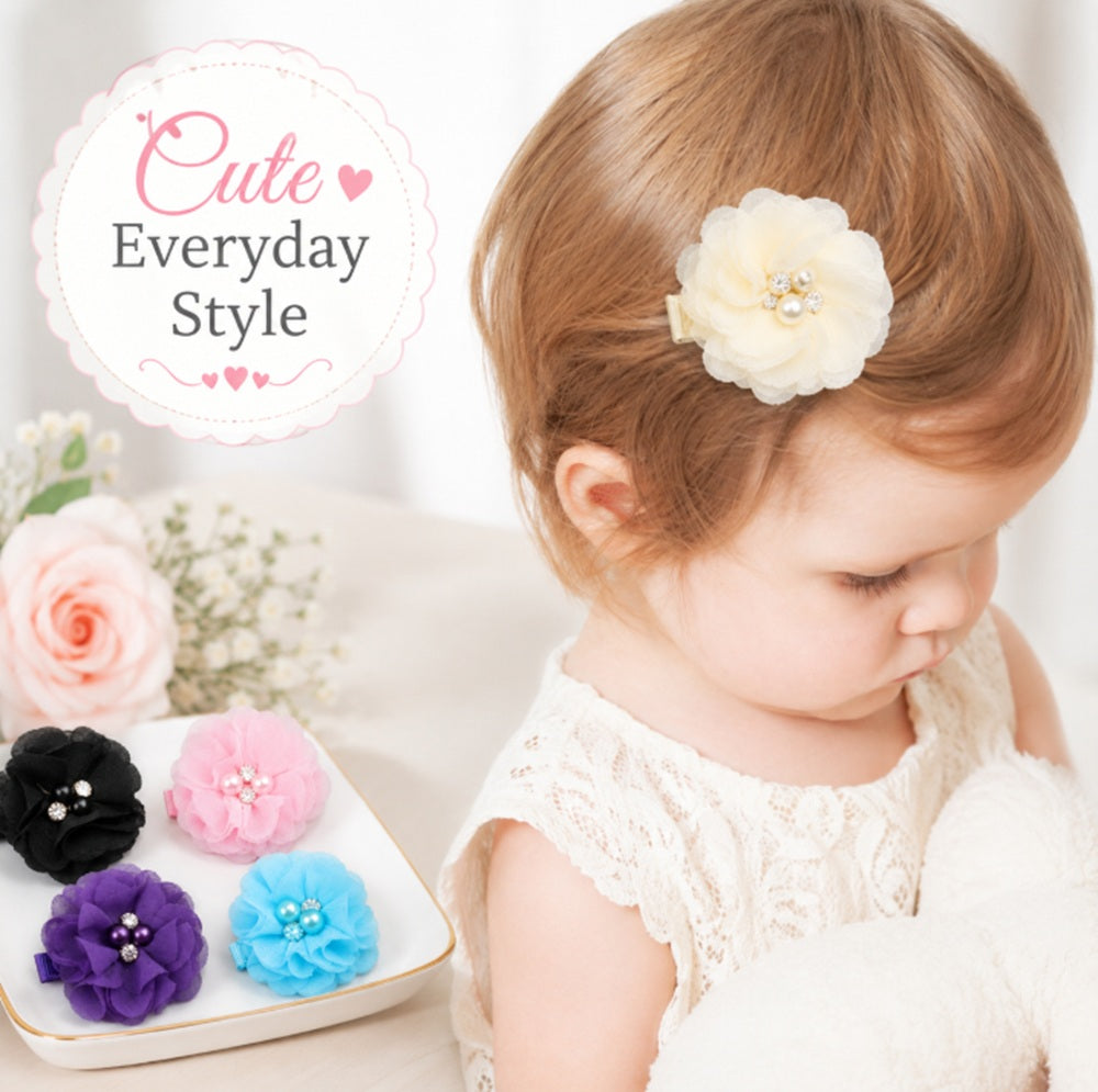 8-Pack Baby Girl Grosgrain Ribbon Hair Bow Clips | TIKA