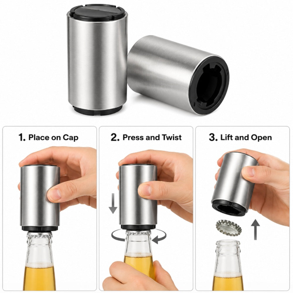 2-Pack Stainless Steel Push-Down Bottle Openers | TIKA