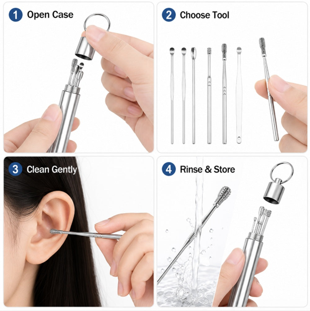 6-Piece Ear Cleaning Spoon & Pick Tool Set | TIKA